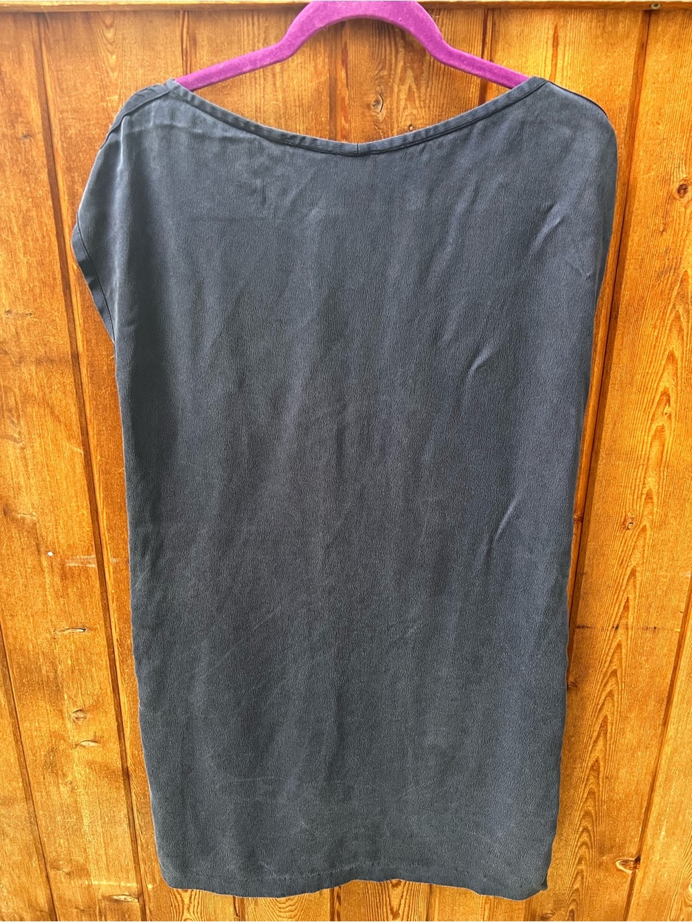 Eileen Fisher 100% Silk V-Neck Tunic Dress Size M Washed Black Minimalist - Picture 4 of 11
